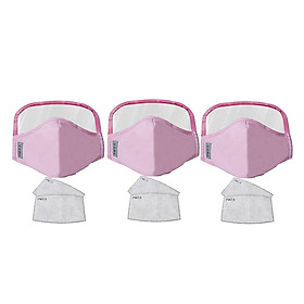 3 Pieces Anti Dust Adults Mouth Cover Masks With Clear Eye  Pink