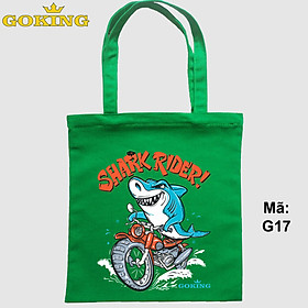 Túi xách in hình Cá Mập, SHARK RIDER, mã G17. Quà tặng cao cấp cho gia đình, nam nữ cặp đôi, hội nhóm, doanh nghiệp