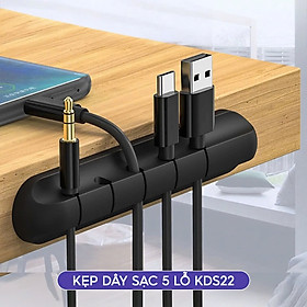 Mua Kẹp cố định dây cáp  dây tai nghe  dây mạng  dây sạc... giúp gọn không gian 5 rãnh Màu ĐEN - Hàng chính hãng
