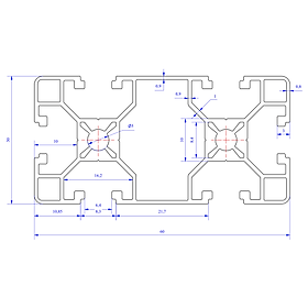 Nhôm định hình 30x60 (LWA-361662500) - Miễn phí cắt theo kích thước yêu cầu (Giá đã bao gồm VAT)