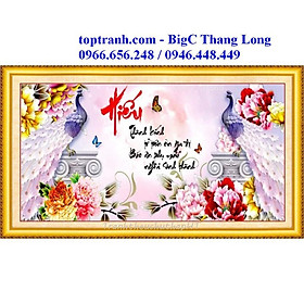Mua tranh thêu chữ thập chữ Hiếu và hoa mẫu đơn LV3205