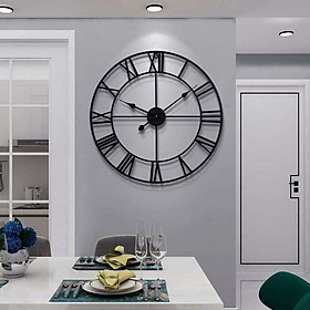 Đồng hồ treo tường màu đen lớn theo phong cách cổ điển đồng hồ treo tường bằng kim loại gần như im lặng mà không cần ve-tac 40 cm đồng hồ chữ số La Mã cho phòng khách trang trí trang trí nhà bếp