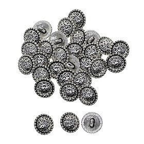 30 Miếng Cổ Bạc Khắc May Vỏ Nút Họa Tiết Hoa