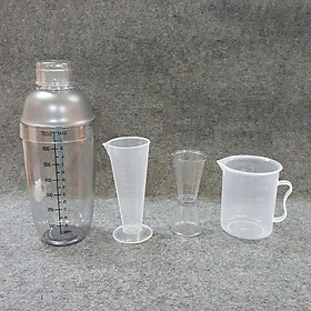 Combo 4 món pha chế quầy cà phê, sinh tố (Shaker 700ml In đậm)