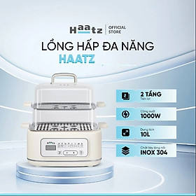 Nồi Hấp Đa Năng 2 Tầng Haatz HTP099, Dung Tích 10L, 8 Chức Năng, 1000W - Hàng Chính Hãng