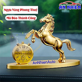 Hình ảnh TƯỢNG NGỰA VÀNG PHONG THUỶ - MÃ ĐÁO THÀNH CÔNG - Có đồng hồ và nước hoa sang trọng