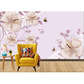 Tranh dán tường 3d,TRANH HOA 3D DÁN TƯỜNG CAO CẤP, Tranh hoa 3D, tranh lụa 3D dán tường,tranh dán tường phòng khách 3D PVP-42858