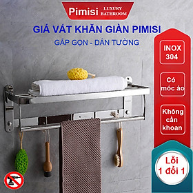 Kệ giá treo khăn tắm dán tường trong nhà vệ sinh Pimisi PR-011WM inox 304 giàn đa năng có kèm keo dán | hàng chính hãng