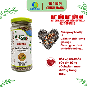 Hạt Mix Hỗn Hợp Hạt Hữu Cơ Just Organik Nhập Khẩu Ấn Độ Gồm Hạt Chia, Hạt Bí, Hạt Hướng Dương, Hạt Mè, Hạt Lanh - 150g