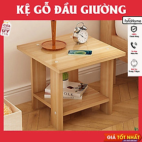 Tủ Tab Đầu Giường 2 Tầng Để Đồ, Đèn Ngủ Kệ Decor Bằng Gỗ MDF Trang Trí Phòng Ngủ, Phòng Khách