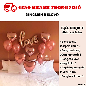 Bộ bong bóng trái tim trang trí màu rosegold combo balloon snnl67