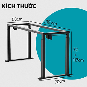 Bàn tăng giảm nâng hạ chiều cao thông minh công thái học iCockpit 1460, nâng hạ 80 kg, tặng móc treo tai nghe, giá để ly nước, thảm lót chuột