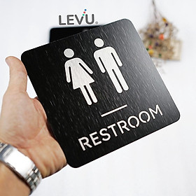Bảng nhôm alu cao cấp dán tường WC - Toilet - Restroom - Men - Women khắc laser siêu nét LEVU ALUDTL