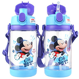 Disney baby children's cup baby straw cup summer with lock buckle portable drinking cup (dual use) 520ML blue