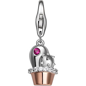 Hạt charm DIY PNJSilver Retro Forest hình cây xương rồng đính đá màu hồng ZTXMH060000-BO