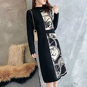 ĐẦM SUÔNG LEN NỮ HỌA TIẾT CAO CẤP