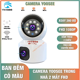 Camera Wifi Yoosee trong nhà 2 Mắt Xem 2 Màn Hình Cùng Lúc Xoay 360 Độ, Đêm Có Màu, Đàm Thoại 2 Chiều - hàng nhập khẩu