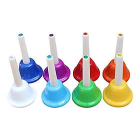 Colorful Hand Percussion Bells 8 Note Diatonic Metal Hand Bell  for Kids
