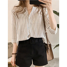 Áo kẻ tay lỡ Đũi Việt DVSM05
