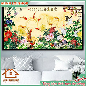 Mua Tranh CỬU NGƯ QUẦN HỘI cá chép tráng gương trang trí phòng khách  không gian sống TẶNG KÈM ĐINH TREO CN020
