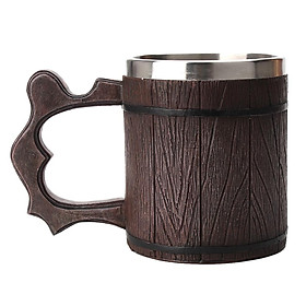 Stainless Steel Wooden Coffee Tea Mug: Insulated – Light & Portable for Office Home Bar – Keeps Drinks Hot or Cold – 450ml