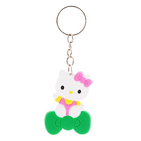 Móc Khóa Silicon Hoạt Hình Dễ Thương - Hello Kitty Nơ Xanh Lá