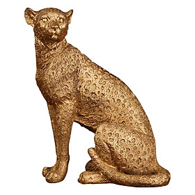 European Cheetah Statue Figurine Sculpture Home Office Decor Sitting Leopard