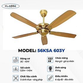 Mua Quạt trần không đèn Klasse 56KSA 603Y Hàng chính hãng
