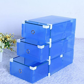Bộ 3 hộp đựng giày viền kim loại cứng có ngăn kéo