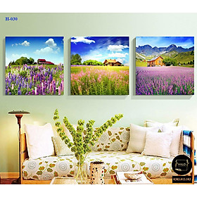 Mua Bộ 3 Tranh Gương Cánh Đồng Hoa Tím – (H030)
