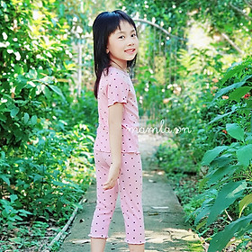 Quần áo trẻ em Đồ bộ bé gái lửng chấm bi thun lạnh tăm gân mát tiện mặc MAMLA MK101