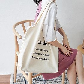 Túi Tote Đeo Vai Attitude, Túi Vải Canvas Đeo Vai Phong Cách Vintage, Túi Xách Nữ Mang Vibe Vintage Đi Chơi, Chụp Ảnh - OTV034 - Ope Store