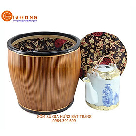 Mua Ấm tích men lam vẽ trúc lâm + bao ủ ấm gốm Gia Hưng Bát Tràng