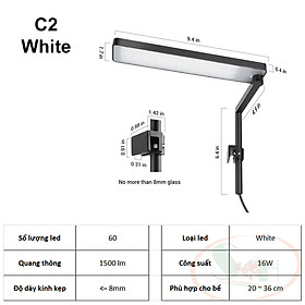 Đèn led kẹp Chihiros C2 trắng, RGB Desktop Light CII quang phổ bể thủy sinh cá tép mini