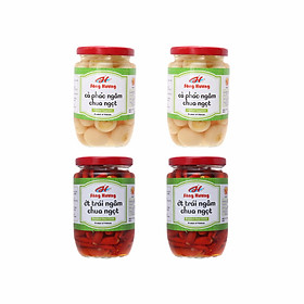 Combo Sông Hương 2 Hũ Cà Pháo Ngâm Chua Ngọt 370g + 2 Hũ Ớt Trái Ngâm Chua Ngọt 350g
