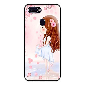 Ốp Lưng in cho Oppo A5s Mẫu Cô Gái Váy Trắng Nền Hoa Đào - Hàng Chính Hãng