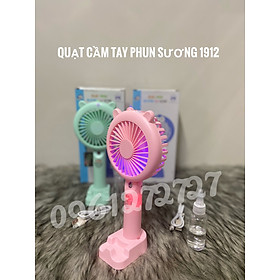 QUẠT SẠC CẦM TAY  CÓ ĐÈN, QUẠT SẠC PHUN SƯƠNG 1912 24cm