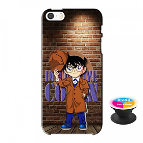 Ốp lưng nhựa dẻo dành cho iPhone SE in hình Conan Detective - Tặng Popsocket in logo iCase - Hàng Chính Hãng
