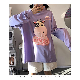 Áo thun dài tay BÒ SỮA UNSS phông Unisex nam nữ tee oversize form rộng pull Ulzzang Streetwear thu đông vải mềm