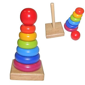 Đồ chơi Tháp xếp cầu vồng 7 màu, Đồ chơi gỗ thông minh cho bé từ 6 tháng