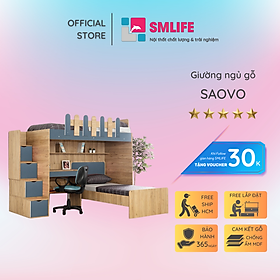 Giường tầng gỗ hiện đại cho bé SMLIFE Saovo  | Gỗ MDF dày 17mm chống ẩm | D234xR106xC190cm