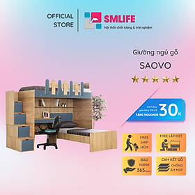 Mua Giường tầng bằng gỗ thiết kế thông minh cho bé SMLIFE Saovo