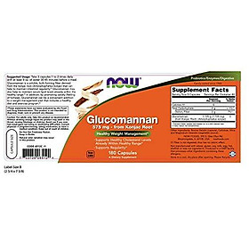 Viên Uống Now Glucomannan (Amorphophallus konjac) 575mg (180 Viên)