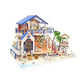 Dollhouse Miniature DIY Wooden Dollhouse Kit with Furniture with LED Light Legend of Blue Sea