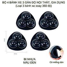 Bộ 4 bánh xe mini 3 gắn đồ vật tiện dụng giúp di chuyển kệ, hộp, giá để đồ dễ dàng