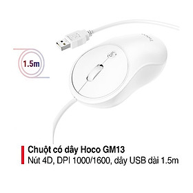 Mua Chuột có dây Hoco GM13 nút 4D cao cấp DPI 1000/1600 dài 1.5M cáp chống đứt - Hàng chính hãng