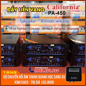 Mua Đẩy liền vang California PA-450 16 sò - Amply nghe nhạc  hát karaoke hay  giá rẻ  dễ chỉnh có blueooth  chống hú - Tặng bộ chuyển đổi âm thanh quang học- Hàng chính hãng
