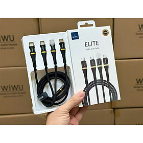 Cáp Wiwu Elite 100W đầu C ra 3in1 Wi-C024 cổng sạc USB-C to USB-C+iP+micro, hỗ trợ sạc nhanh - Hàng chính hãng