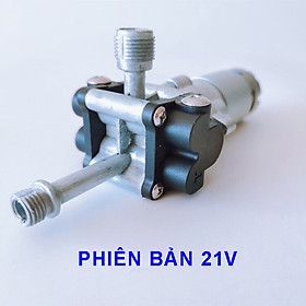 Mô tơ bơm nước máy rửa xe mini di động dùng pin, động cơ 21V/150W có chổi than, bơm piston đẩy