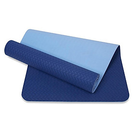 Thảm tập yoga TPE 6mm 2 lớp cao cấp (Xanh dương) + Túi và dây buộc